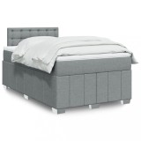 VidaXL Pat box spring cu saltea, gri deschis, 120x190 cm, textil