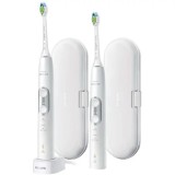 Set 2 Periute de dinti electrice Philips Sonicare ProtectiveClean HX6877/34, 2 manere, 3 moduri, 2 functii BrushSyn, 2 capete de periere, Numar de mis