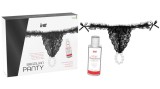 Set Cadou Chilotei Sexy + Lubrifiant Cu Aroma Capsuni, Marime universala, Negru