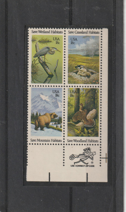 Fauna, montana,serie cu ZIP ,SUA.