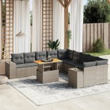 vidaXL Set canapele de grădină cu perne, 11 piese, gri, poliratan 3272831