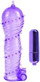 Manson penis ultra-elastic cu vibratii Duo Textured Sleeve and Mini Bullet, Pipedream