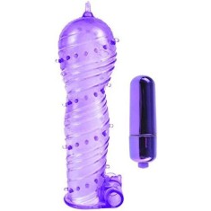 Manson penis ultra-elastic cu vibratii Duo Textured Sleeve and Mini Bullet