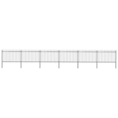 vidaXL Gard de grădină cu v&amp;acirc;rf suliță, negru, 10,2 x 1,2 m, oțel foto