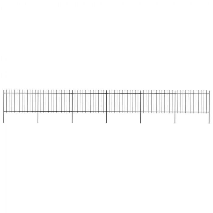 vidaXL Gard de grădină cu v&acirc;rf suliță, negru, 10,2 x 1,2 m, oțel