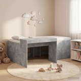 Cumpara ieftin Cadru de Pat Inalt pentru Copii cu Birou Gri Beton 80 x 200 cm