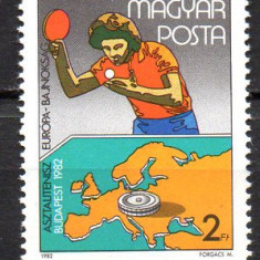 UNGARIA 1982, Campionatul European de tenis de masa, Sport, MNH, serie neuzata