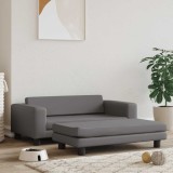 VidaXL Pat pentru c&acirc;ini cu extensie, gri, 100x50x30 cm, piele eco