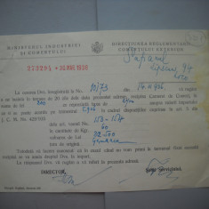 HOPCT DOCUMENT VECHI 301- MINISTERUL INDUSTRIEI COMERT EXTERIOR /BUCURESTI 1936