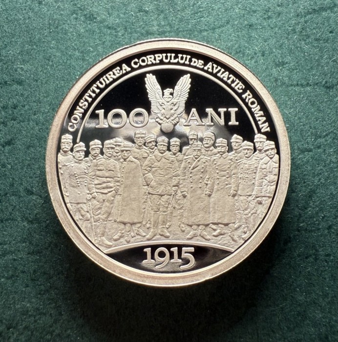 10 Lei 2015 100 ani Constituirea corpului de aviatie Roman Argint Proof