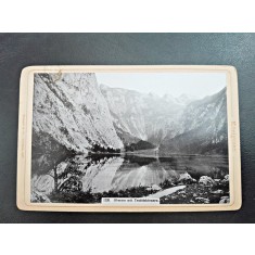 Fotografie pe carton, priveliste de la Coarnele Diavolului, pereche de munti de la granita germano austriaca, 18987