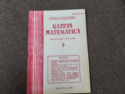 GAZETA MATEMATICA NR 3/1989 foto
