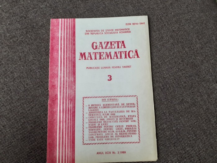 GAZETA MATEMATICA NR 3/1989