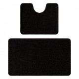 Set de baie din doua piese SANTA, simplu, anti-alunecare, moale - negru, 60x100 cm