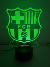 Lampa veioza fotbal FCB 3D iluzie laser led mingie Barcelona masa birou +CADOU! foto