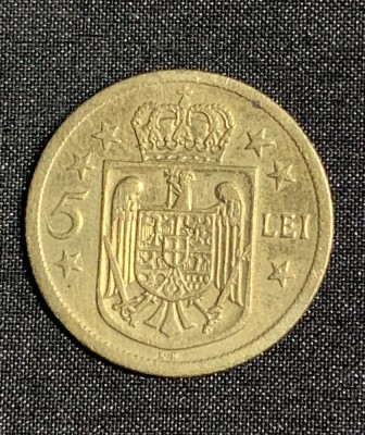 Moneda 5 lei 1930 semn monetărie KN foto