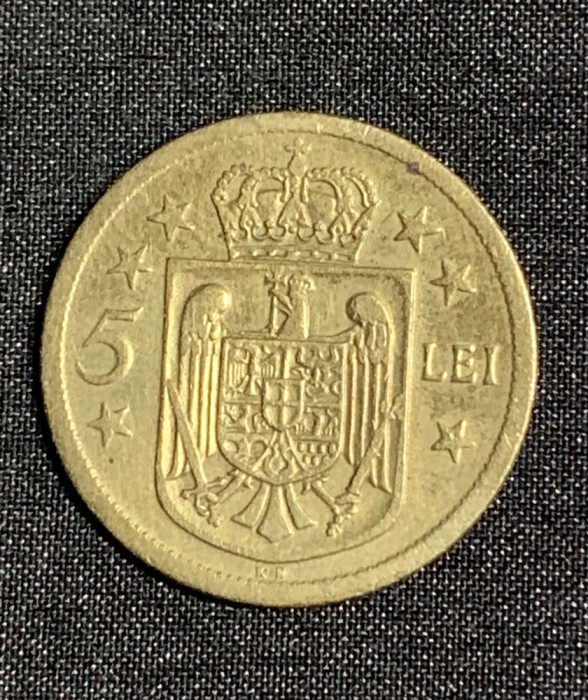 Moneda 5 lei 1930 semn monetărie KN