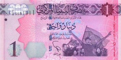 LIBIA █ bancnota █ 1 Dinar █ 2013 █ P-76 █ UNC █ necirculata foto