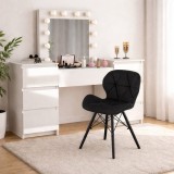 Masa de toaleta/machiaj, Antonia, alba, sertare lucioase + scaun Lago, negru, cu oglinda si LED-uri, 155x42x135 cm GartenVIP DiyLine