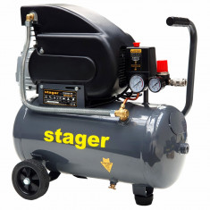 Stager HM2024F compresor aer, 24L, 8bar, 200L min, monofazat, angrenare directa