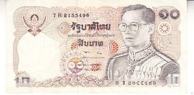 B11 2 - Bancnota foarte veche - Thailanda - 10 baht foto