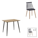 Cumpara ieftin Set dining Cuba-Aurora I, Pako World, 3 piese, Sonoma-Negru, 70x70x75 cm