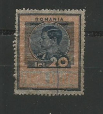 No(09)timbre-Romania- timbru fiscal Regele Mihai 20 lei, hartie pelur foto