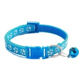 Zgarda ajustabila cu clopotel pentru caini si pisici, 18-32cm/1cm, Albastru Deschis, Ropet