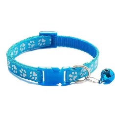 Zgarda ajustabila cu clopotel pentru caini si pisici, 18-32cm/1cm, Albastru Deschis, Ropet