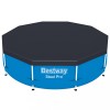 Prelata Piscina Bestway Flowclear 305 cm Antracit - Protectie Piscina Steel Pro &amp; Max, Rezistenta UV, Fixare Sigura