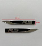 Set 2 Ornamente Aripa RS Negre, 148mm Metal, Embleme Auto Universale, Prindere Banda Dublu Adeziva