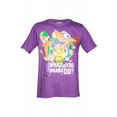 Tricou mov din bumbac Phineas &amp; Ferb, pentru baieti