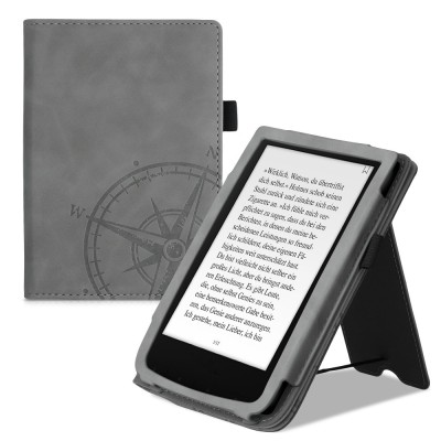 Husa pentru PocketBook Touch Lux 5 / Touch Lux 4 / Touch HD 3, Piele ecologica, Gri, kwmobile, 54817.02 foto
