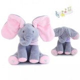 Cumpara ieftin Elefant Plus Interactiv Peek-a-Boo Roz, C&acirc;ntă &amp; Vorbește Engleză, Jucărie Bebe 0+, 27cm
