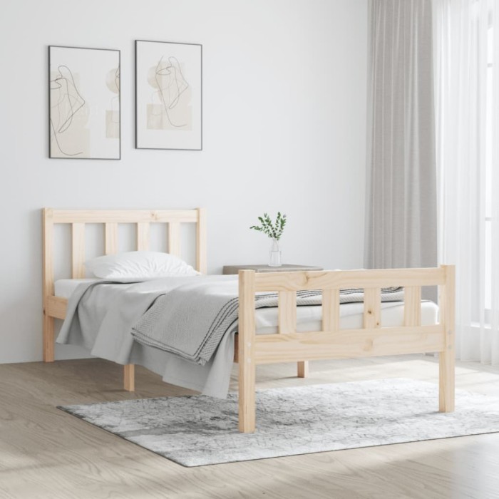 vidaXL Cadru de pat Single 3FT, 90x190 cm, lemn masiv