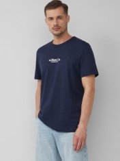 s.Oliver Tricou barbati cu imprimeu cu logo, din bumbac, Regular fit, Bleumarin inchis, S