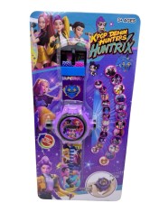 Ceas copii cu proiector Kpop Demon Hunters Huntrix ceas digital proiectie imagini 24 modele 3 ani+