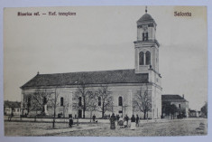 SALONTA - BISERICA REFORMATA , CARTE POSTALA ILUSTRATA , MONOCROMA, NECIRCULATA , INCEPUT DE SECOL XX foto