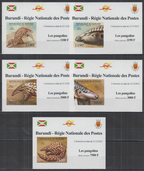 141-BURUNDI-14=5 colite nestampilate nedantelate tematica PANGOLIN,MNH