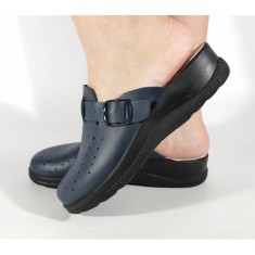 Saboti medicali bleumarini cu gel pe talpa, reglabili, piele naturala Model Sabina 209006