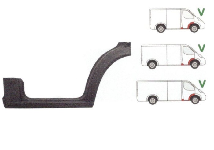 Prag Mercedes Sprinter 208-414 01.1995-2007 ; VW LT2 05.1996-12.2005 Usa Fata Dreapta prag si segment aripa interior, prag din metal