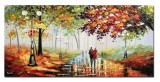 Tablou indragostiti pictat manual dormitor, living, Impreuna pentru totdeauna, 120x60cm ulei pe panza efect 3D, Leonard Covaci