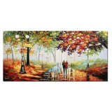 Tablou indragostiti pictat manual dormitor, living, Impreuna pentru totdeauna, 120x60cm ulei pe panza efect 3D, Leonard Covaci