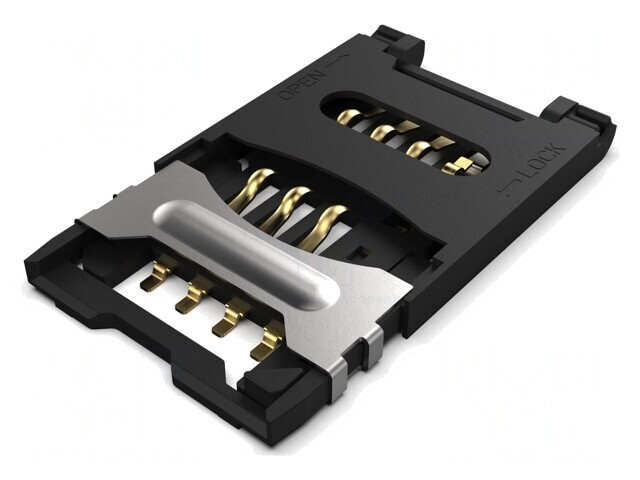 Conector Mini SIM cu m&acirc;ner articulat SMT