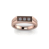 Inel barbatesc din aur roze 14K, piatra zirconiu - 51