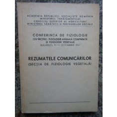 CONFERINTA DE FIZIOLOGIE SECTIA DE FIZIOLOGIE VEGETALA