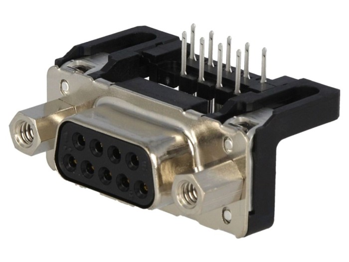 Conector D-Sub 9 pini mamă 90&deg; THT