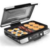 Gratar electric Ninja Sizzle Pro XL GX101EU, 1800W, 2 placi cu invelis ceramic grill si plita, 120&deg;- 260&deg;C, capacitate 10 burgeri, tehnologie ProTemp