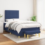 Cumpara ieftin Pat box spring cu saltea, albastru, 120x200 cm, textil