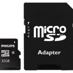 Card de memorie Micro SDHC Philips FM32MP45B/00, 32GB, cu adaptor SD, Clasa 10